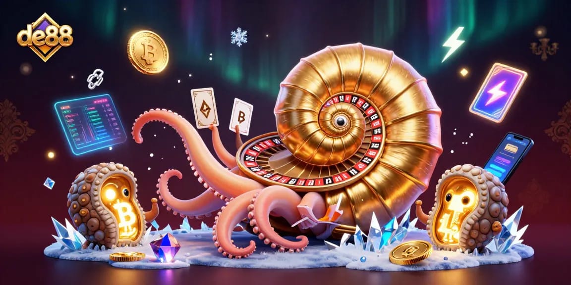 Experience thrilling gameplay with de88's vibrant casino scene featuring neon crypto elements.