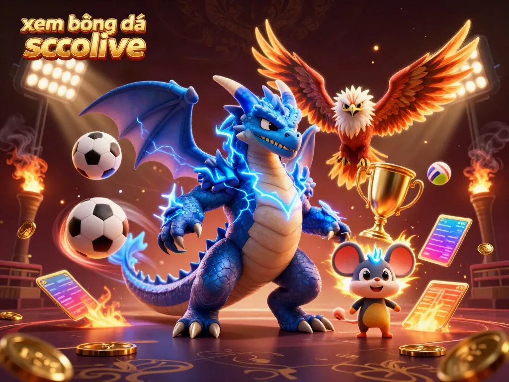 Watch and enjoy xem bóng đá socolive sports action in this vibrant 3D illustration showcasing dynamic elements.