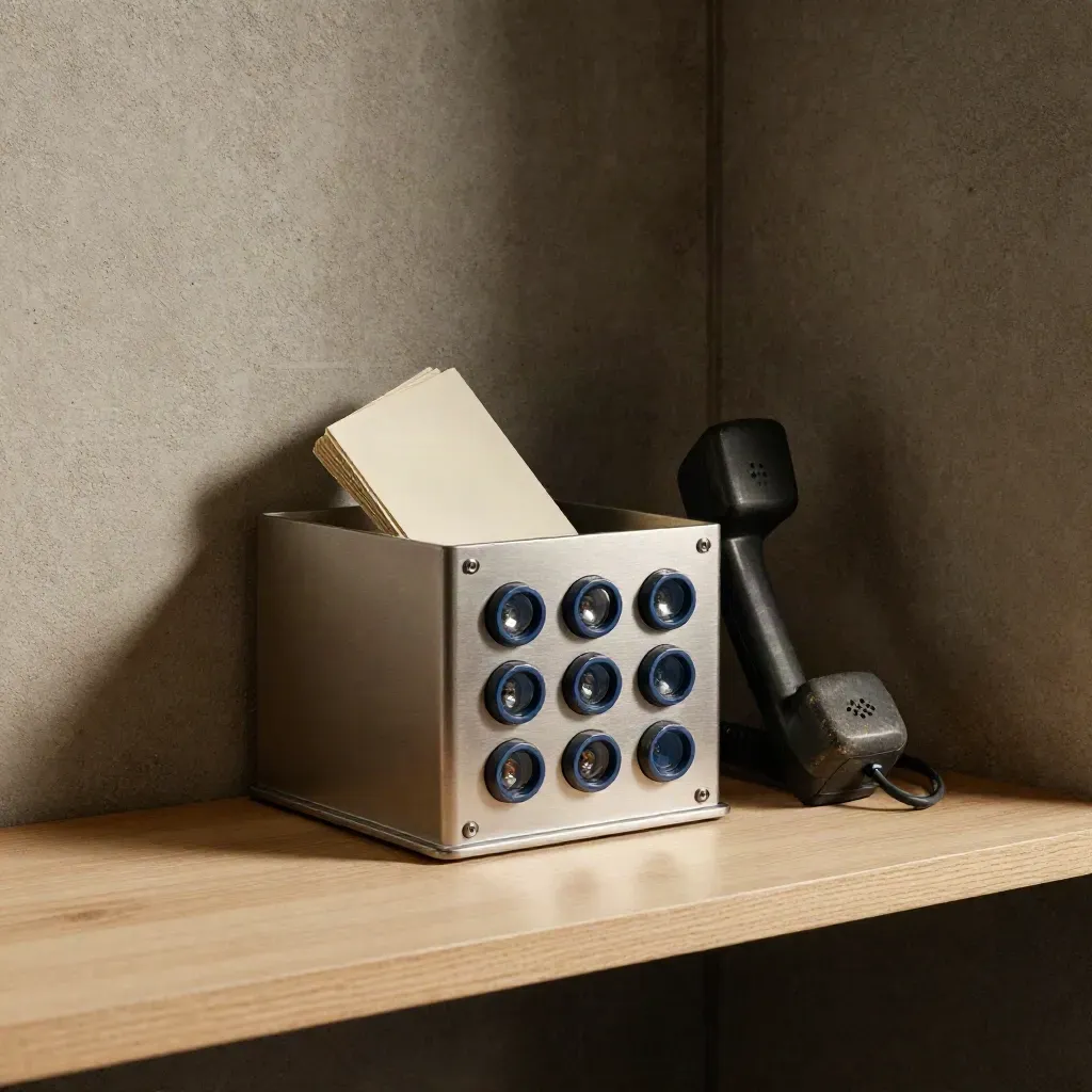 Inboxfack, statuslampor och fast dockad telefon i en modern dispatchhörna.